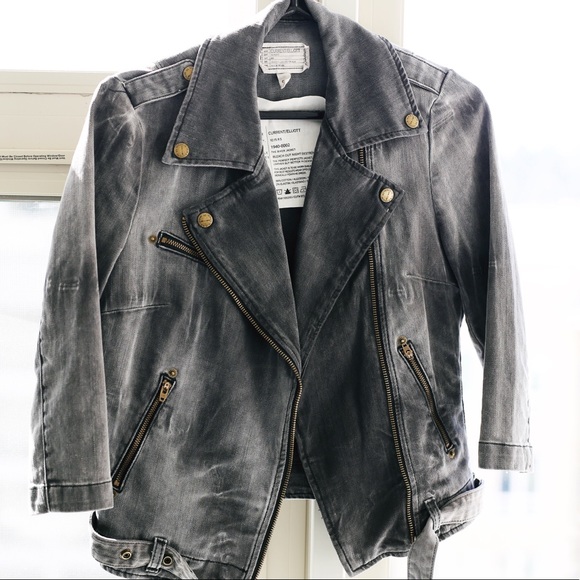 Current/Elliott Jackets & Blazers - Current Elliot Gray Denim Biker Jacket